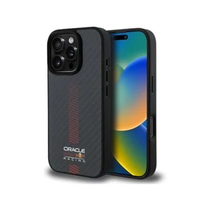 Afbeelding van Red Bull Racing iPhone 16 Pro Max Backcover hoesje Magsafe Carbon Fiber Powerbar Zwart