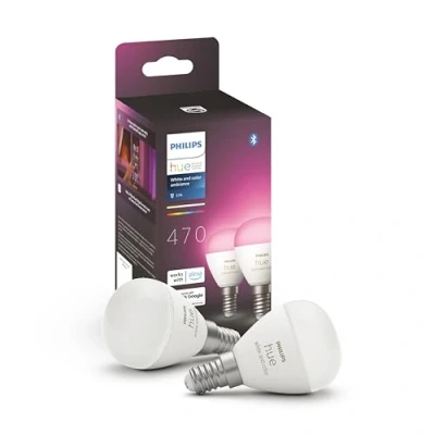 Afbeelding van Philips Hue Luster kogellamp White and Color E14 2 pack