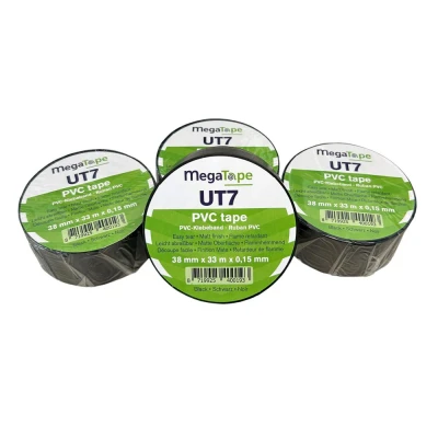 Afbeelding van Megatape UT7 PVC Tape 38mm X 33mtr. Zwart. Zwart (4 Rollen)