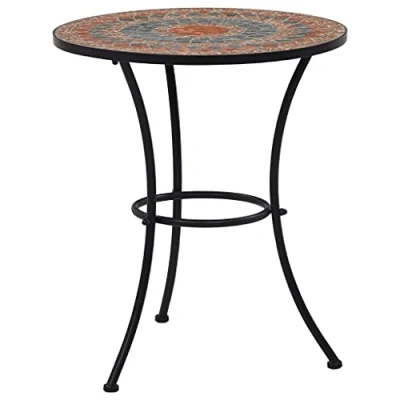 Afbeelding van vidaXL Bistrotafel mozaïek 60 cm keramiek oranje en grijs