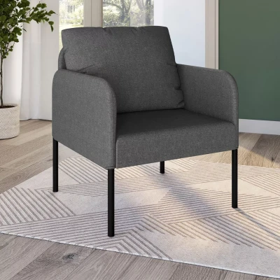 Image de Fauteuil AUGUSTE tissu gris anthracite pieds métal noir