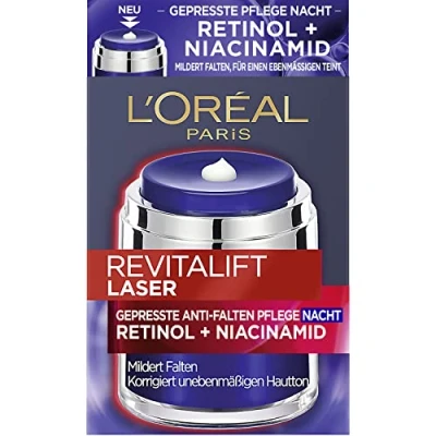 Afbeelding van L&#039;Oréal Paris Skin Revitalift Laser Gepresste Antifalten Pflege Nacht Retinol + Niacinamid Nachtverzorging, Maat: 50 ml,