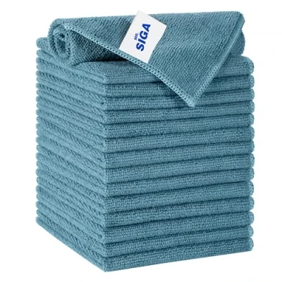 Afbeelding van MR.SIGA 15 stuks huishoudelijke microvezeldoeken, microvezeldoek, multifunctionele doek, keukendoek, afmetingen 30 x cm, donkerblauw