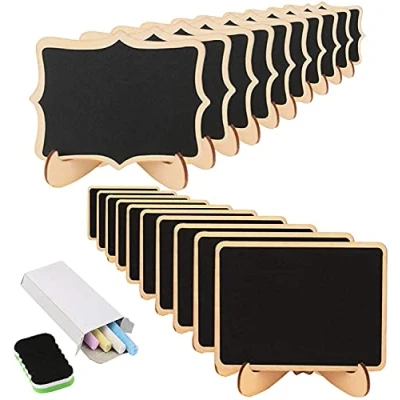 Afbeelding van Mini Chalkboard, KAKOO 20 Pcs Blackboard met stands voor bruiloft tafel nummer bord borden.