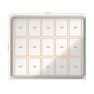 Image de Nobo Vitrine Interieur Fond Metal Portes Coulissantes Pour 12 Documents A4