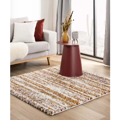 Afbeelding van Vierkant Hoogpolig Vloerkleed Strepen Artisan Wit/multi 280x280 Cm