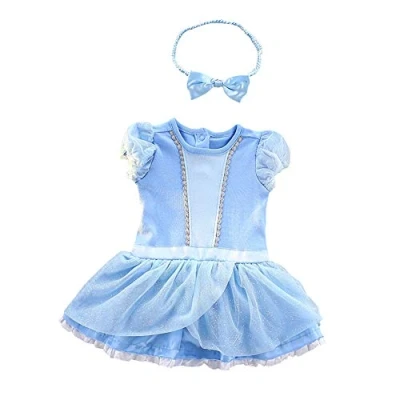 Afbeelding van Lito Angels Kostuum prinses Assepoester met hoofdband voor baby&#039;s, meisjes, verjaardag, feest, carnaval, kostuum, romper, body zomer, maat 9 12 maanden, A (etiket van stof 90)