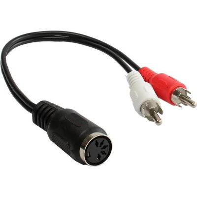 Afbeelding van Alcasa AD 5B2CS tussenstuk voor kabels 2 x RCA 5 pin DIN Zwart, Rood, Wit