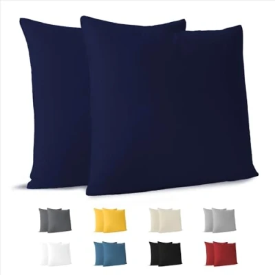 Afbeelding van kussensloop 65 x cm (pak van 2) 100% jersey katoen 150 g/m² kussenslopen donkerblauw voor kussen resistent en hypoallergeen Dreamzie
