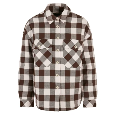 Afbeelding van Urban Classics Langarm Overhemdblouse, Dames, Maat: XXL, Pink brown
