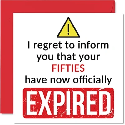 Afbeelding van Grappige verjaardagskaarten voor mannen en vrouwen Your Fifties Have Expirated Verjaardagskaart hem, vriend, neef, collega, 145 mm x
