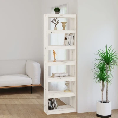 Afbeelding van Boekenkast/kamerscherm 60x30x199,5 cm massief grenenhout wit