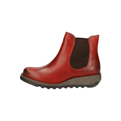 Afbeelding van Fly London Enkellaarsjes met sleehak red, Dames, Maat: 36, Red Leer en textiel