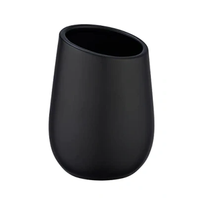 Image de WENKO Gobelet Badi Noir céramique Porte brosse à dents pour la et pâte dentifrice, Céramique, 8 x 11 cm,