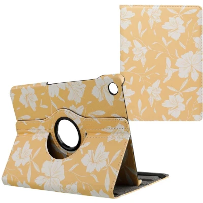 Afbeelding van iMoshion Tablet Hoes Geschikt voor Samsung Galaxy Tab A9 Plus 360 Draaibare Design Bookcase 2.0 Geel /Yellow Flowers