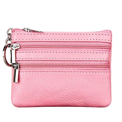 Image de Porte monnaie en Cuir véritable pour Femme avec clés, Pink, Taille unique,