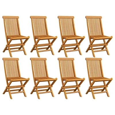 Afbeelding van vidaXL Tuinstoelen inklapbaar 8 st massief teakhout