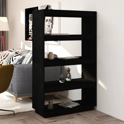 Afbeelding van Boekenkast/kamerscherm 80x35x135 cm massief grenenhout zwart