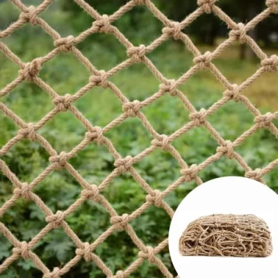 Afbeelding van Henneptouwnet, valbeschermingsnet, technische bescherming, 1 x 3 m, 8 mm dik touw, 10 cm gaten, voor balkonbescherming, fotowanddecoratie, klimnet
