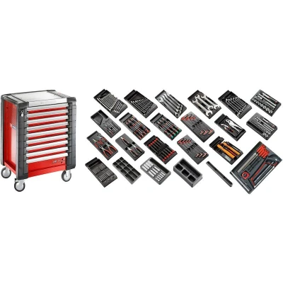 Afbeelding van FACOM CM.230 gereedschapswagen rood met 9 laden (8 gevuld) 230 delig