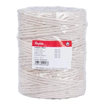 Afbeelding van Rayher jute garen op spoel touw 6 laags 100% natuurlijke mm diameter 120 m lengte ideaal voor creatieve kunstactiviteiten kleur: wit