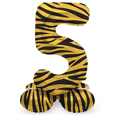 Afbeelding van Folat Staande folieballon Cijfer 5 Tiger Chic 72 cm
