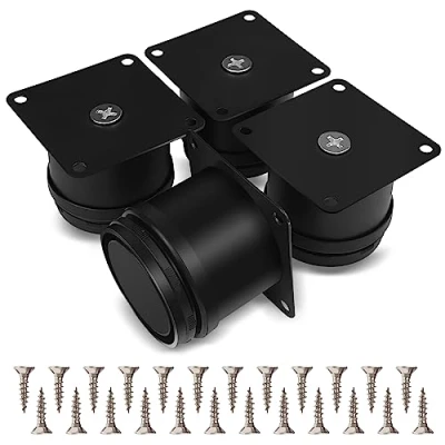 Afbeelding van Fousenuk Set van 4 meubelpoten, 50 mm, verstelbaar, roestvrij staal, meubelvoet, badkamer, kantoor, keukenmeubels, in hoogte 0 15 wordt geleverd met schroeven staal