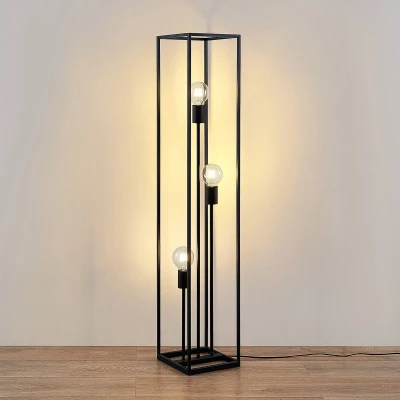 Afbeelding van Lindby vloerlamp 3lichts staal H: 120 cm E27 zwart
