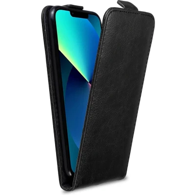 Afbeelding van Cadorabo Hoesje geschikt voor Apple iPhone 13 PRO MAX in KAVIAAR ZWART Beschermhoes Case Cover flip design, gemaakt van glad kunstleder