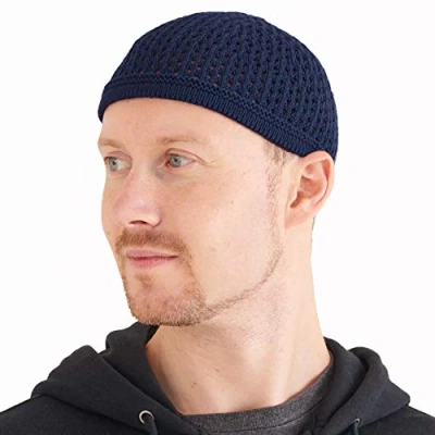 Afbeelding van Kufi Herenhoed, 100% katoen, Islamitische gebedsmuts, schedel, zomer, van mesh, haak, Marinier