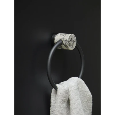 Afbeelding van Aquanova Nero Handdoekhouder Van Staal 18,5 Cm Gebroken Wit