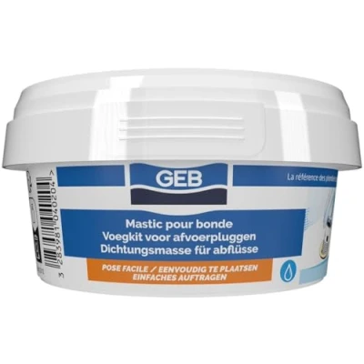 Afbeelding van GEB Afdichtingsmiddel voor wastafel, gootsteen, badkuip, douche of het insteken van slangen, pot 200 g, beige