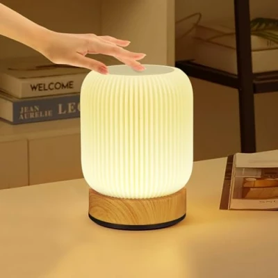 Afbeelding van SOBEAU Dimbaar led nachtlampje met aanraakfunctie, 256 RGB kleuren en 4 modi, draadloze tafellamp, voor kinderen, oplaadbaar via USB, timer, korrel