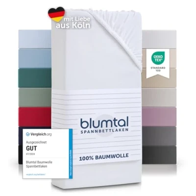 Afbeelding van Blumtal Hoeslaken Fitted Sheet Jersey Katoen 120 x 200 30 cm Wit