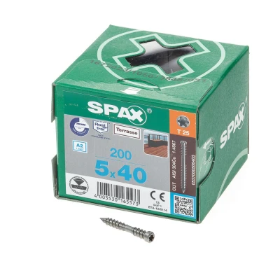 Afbeelding van Spax D Vlonderschroef 5x40mm 200 Stuks P/ Doos T STAR Plus T25 RVS