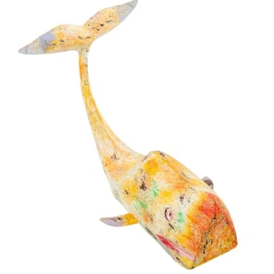 Afbeelding van Decoratieve figuren Alexandra House Living Geel Ijzer Walvis 47 x 26 29 cm