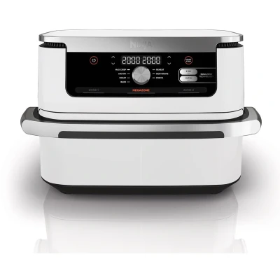 Afbeelding van Ninja AF500EUWH FlexDrawer, dubbele zone met afneembare scheidingswand, 10,4 l grote lade, 7 in 1, olievrije airfryer, braden, bake, Max Crisp, wit,