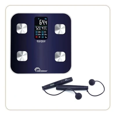 Afbeelding van LITTLE BALANCE 8683, Set Duo Connect Easy Jump, impedantiemeter + springtouw, zonder USB batterij, 180 kg, zwart