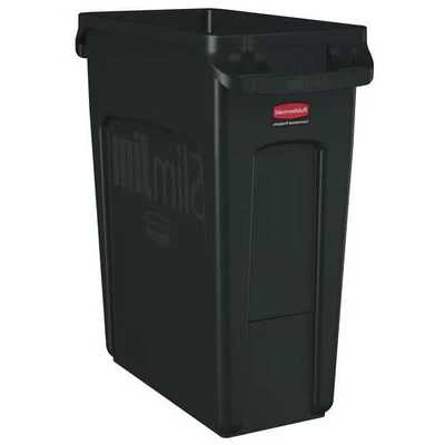 Afbeelding van Rubbermaid Slim Jim met luchtsleuven 60 liter zwart