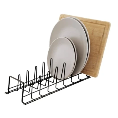 Afbeelding van simplywire Bordenhouder/kookplaten/deksels keukenkast organizer zwart