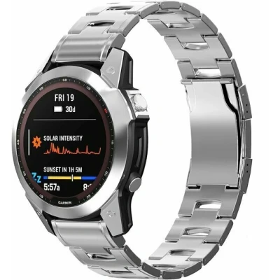 Afbeelding van Titanium schakelband Zilver Garmin Approach S60 &amp; S62 / Instinct 2 (Solar)