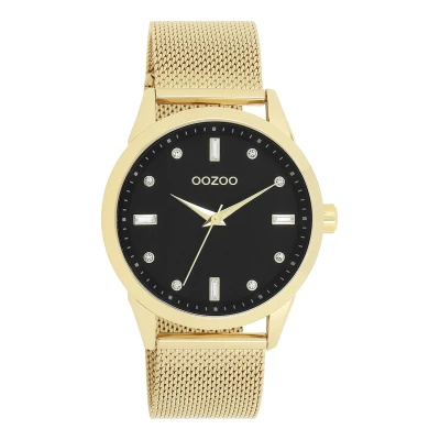 Afbeelding van OOZOO Timepieces goudkleurige horloge met metalen mesh armband C11283