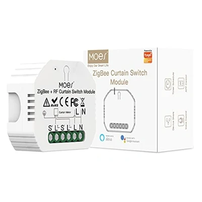 Afbeelding van MOES ZigBee Smart Gordijnschakelaarmodule voor elektrisch gemotoriseerde rolgordijnen sluitermotor, Life/Tuya APP RF433 afstandsbediening, compatibel met Alexa en Google Home, Tuya Hub vereist