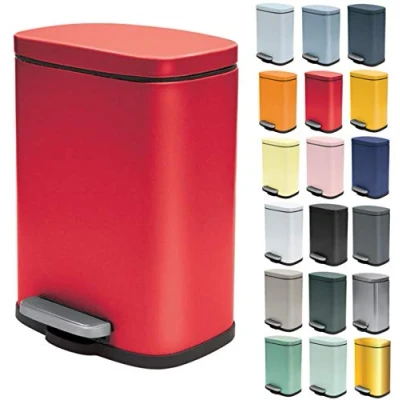 Afbeelding van Spirella Pedaalemmer Venice rood 5 liter metaal L21 x H30 cm soft close toilet/badkamer