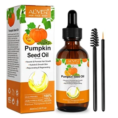 Afbeelding van Pumpkin Seed Oil Pompoenpitolie voor haar (60 ml) 100 zuivere biologische pompoenpittendrageroliën, perfect hydratatie en reparatie van droog beschadigd
