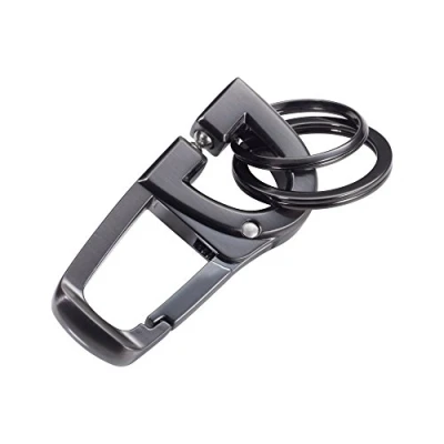 Afbeelding van Troika D CLICK KR18 06/GM sleutelhanger met 2 sleutelringen praktische &quot;kliksluiting&quot; karabijnhaak gegoten metaal glanzend gunmetal grijs origineel, grijs, 6 cm,