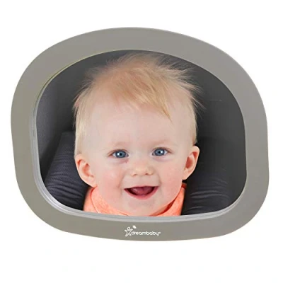 Afbeelding van dreambaby grijze easy fit grote verstelbare achterbank spiegel