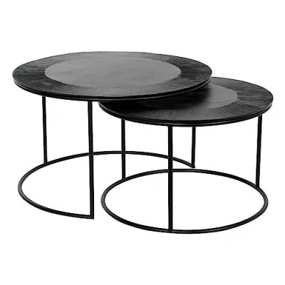 Afbeelding van Set van 2 tafels DKD Home Decor Zwart Metaal Aluminium 76 x 44 cm