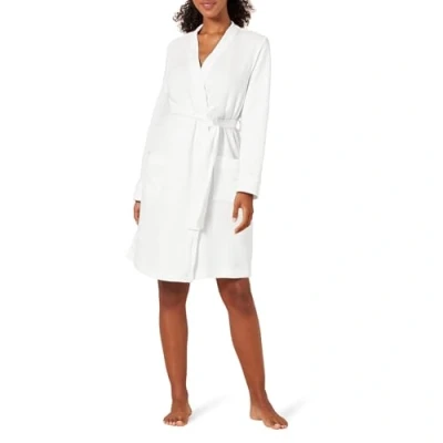 Image de Amazon Essentials Peignoir mi long léger gaufré pour femme (disponible en grande taille), blanc, taille XS