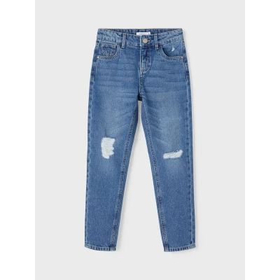 Afbeelding van Name it Nkfrose MOM Straight leg jeans voor kinderen, Maat: 158, Medium blue denim